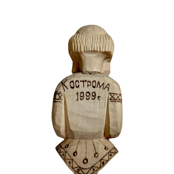 Vintage 1999 Accordion Player Spoon: Koctpoma Hand-Carved Russian Folk Art - Picture 6 of 8